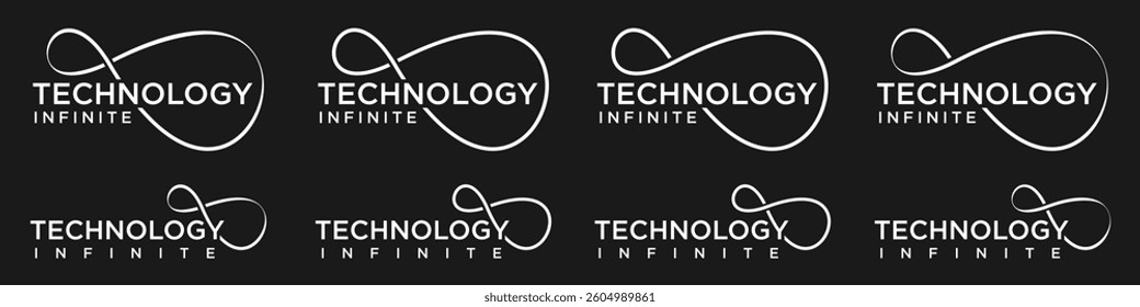 technology Infinity logo design, wordmark technology with Infinity icon combination, vector illustration