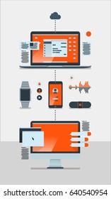 technology infographic background, vector illustration