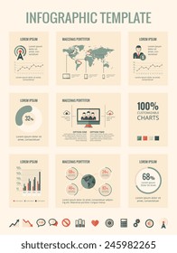 Technology infographic elements. Flat design vector technology icons and metaphors with various of vector infographic elements - pie charts, diagrams and infographic map for data visualization project