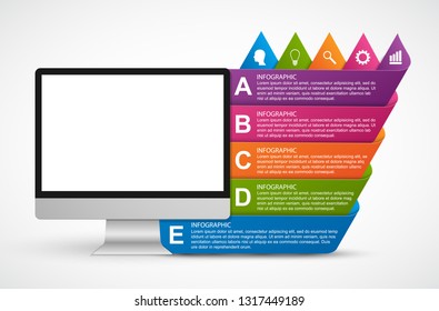 Technology Infographics Template. Pencil with multicolored ribbons. Infographics for business presentations or information banner.