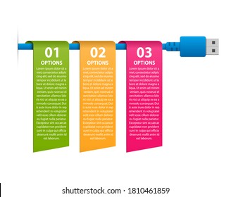 Technology Infographics Template. USB cable. Infographics for business presentations or information banner. 