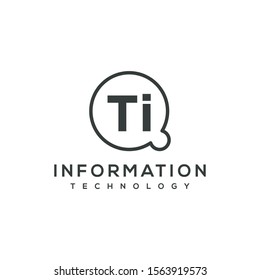Technology information line circuit logo initial TI modern business internet cyber graphic design