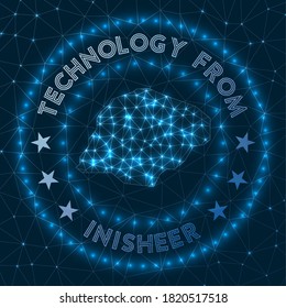 Technology From Inisheer. Futuristic geometric badge of the island. Technological concept. Round Inisheer logo. Vector illustration.