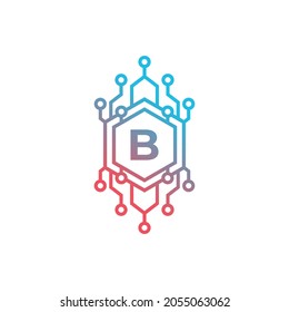 Technology Initial Letter B Logo Design Template Element.