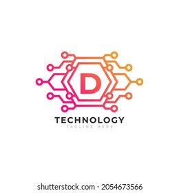 Design-Template-Element für das Design des Logos mit Anfangsbuchstaben D der Technik.