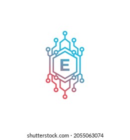Technology Initial Letter E Logo Design Template Element.
