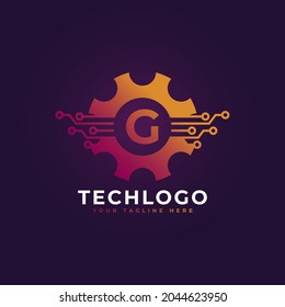 Elemento de plantilla de diseño del logotipo del logotipo G de la letra inicial de la tecnología.