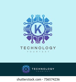 technology initial Letter K Logo design