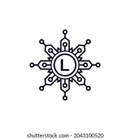 Technology Initial Letter L Circle Logo Design Template Element.