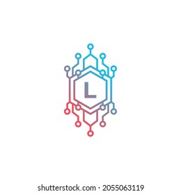 Elemento de plantilla de diseño del logotipo L de la carta inicial de tecnología.