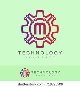 technology initial Letter M Logo design