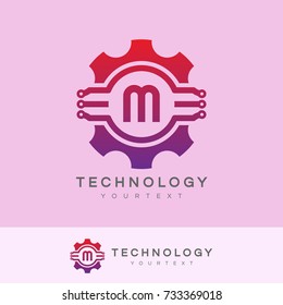 technology initial Letter M Logo design