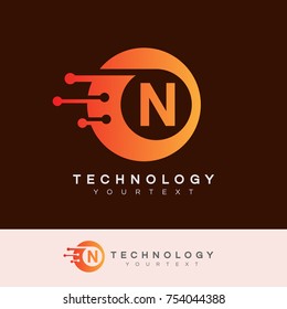 technology initial Letter N Logo design