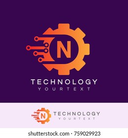 technology initial Letter N Logo design