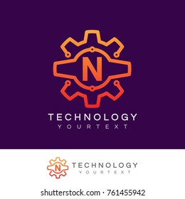 technology initial Letter N Logo design