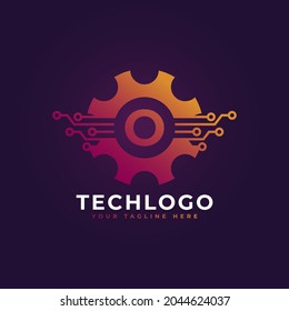 Technology Initial Letter O Gear Logo Design Template Element.