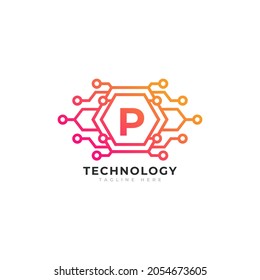 Technology Initial Letter P Logo Design Template Element.