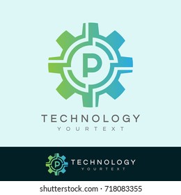 technology initial Letter P Logo design