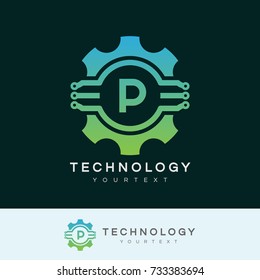 technology initial Letter P Logo design