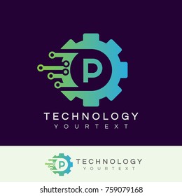 technology initial Letter P Logo design