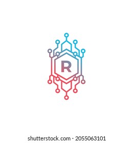 Technology Initial Letter R Logo Design Template Element.