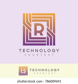 technology initial Letter R Logo design
