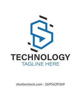 Technology Initial Letter S Logo Design Stock Vector.