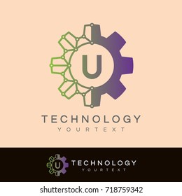 technology initial Letter U Logo design