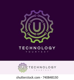 technology initial Letter U Logo design