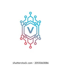 Technology Initial Letter V Logo Design Template Element.