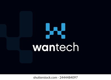 technology initial letter W dot logo design