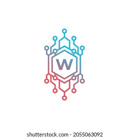 Technology Initial Letter W Logo Design Template Element.