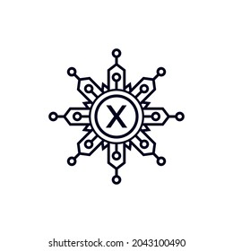 Technology Initial Letter X Circle Logo Design Template Element.