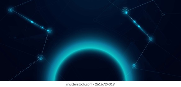 Technology innovation background. Futuristic digital cyber blue circuit lines