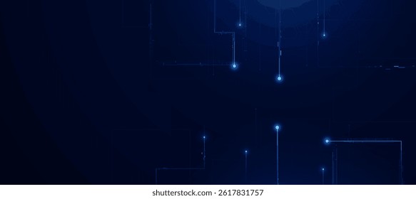 Technology innovation background. Futuristic digital cyber blue circuit lines, tech event poster or corporate business concept