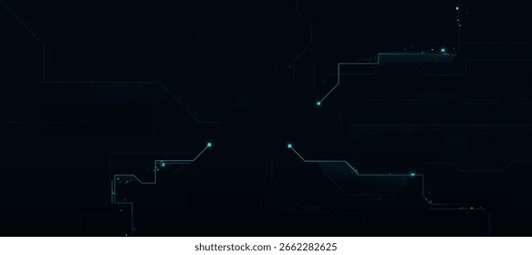 Technology innovation background. Futuristic digital cyber green dark circuit lines, tech event poster or corporate business concept