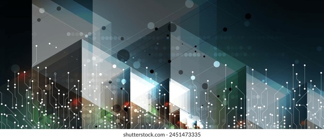 Technology innovation background, idea of global business solution. Vector art.