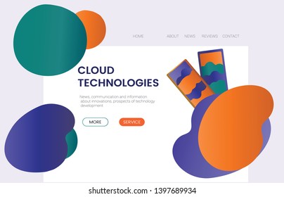 Technology and innovation, business mobile web page, brochure: news, information, reviews. Vector format.