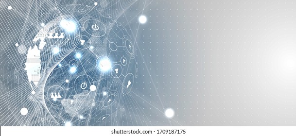 Technology innovation cyber  background, idea of global business solution