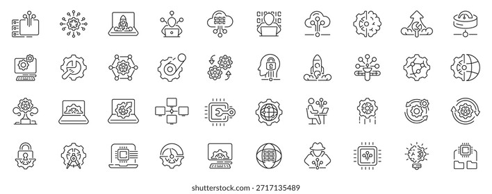 Technology and innovation editable line icons set: linear style for digital design