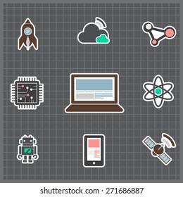 Concepto de Iconos de Motivación Electrónica de Innovación Tecnológica