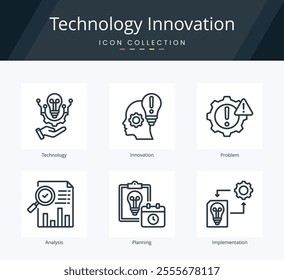 Technology innovation icon collection set