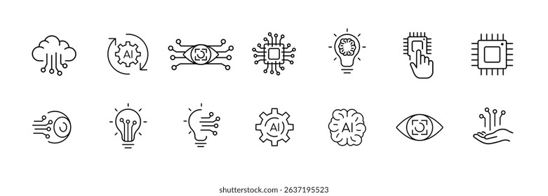 Technology innovation icons for digital interface and ai design