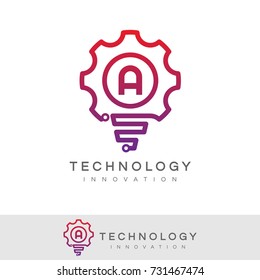 technology innovation initial Letter A Logo design