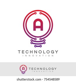 technology innovation initial Letter A Logo design