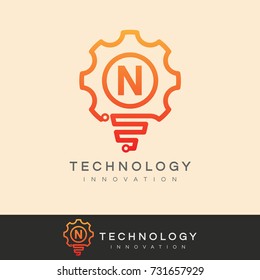 technology innovation initial Letter N Logo design