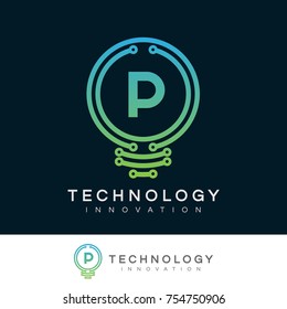 technology innovation initial Letter P Logo design