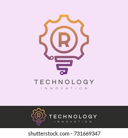 technology innovation initial Letter R Logo design