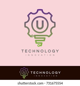 technology innovation initial Letter U Logo design