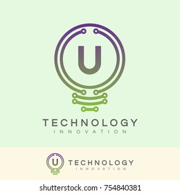 technology innovation initial Letter U Logo design